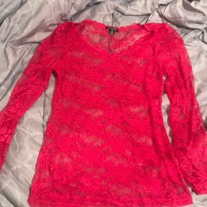 Sexy and sheer fuchsia lace top